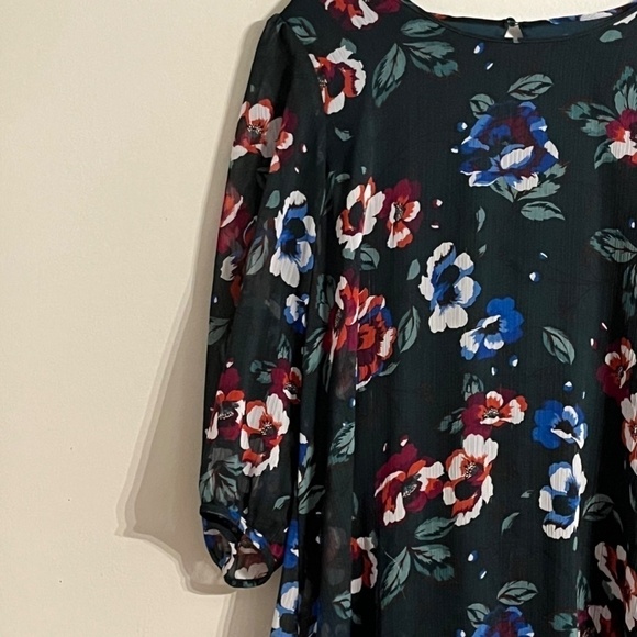 Calvin Klein Dress S Green Floral Mini Sheer Flowy Tropical Boho Western Preppy - Picture 3 of 12